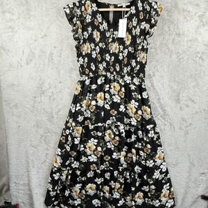 Baltic Born Black Floral Midi Dress